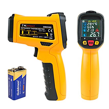 sourcingmap® DMiotech Temperature Gun Non-Contact Digital Laser Infrared Thermometer GUN -58-1472 Fahrenheit (-50-800 Celsius)Temp Handheld Yellow Black