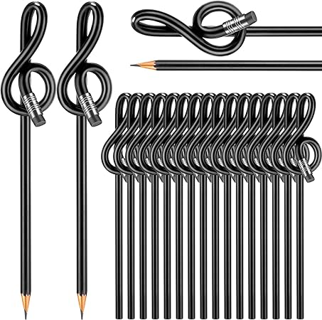 Chuangdi 100 Pcs Music Pencils, Musical Note Pencils, Music Treble Clef Pencil G Clef Bent Pencil for Artists Kids Students School Office Use, Fun Music Equipment, Black