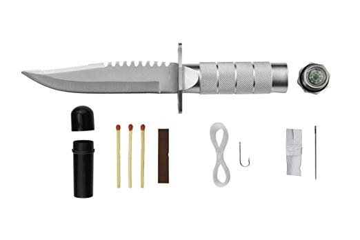 SE 8" Survival Knife with a Compass and Survival Kit in a Nylon Pouch - KFD1522