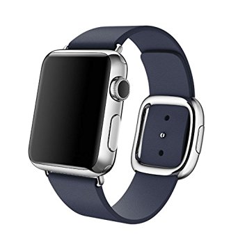 WESHOT Apple Watch Band Modern Buckle, Genuine Leather Strap Smart Watch Band Replacement Wrist Band for Apple Watch Sport Edition 38MM Blue