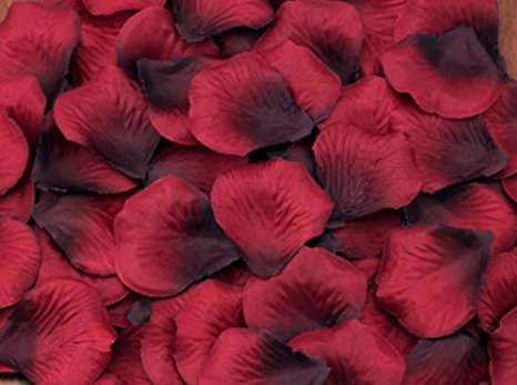 123zero Artificial Silk Rose Flower Petals （2000 Pcs) for Party and Wedding Bridal Decoration (Dark Red)