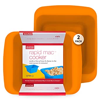 Rapid Mac Cooker | Microwave Macaroni & Cheese in 5 Minutes | Perfect for Dorm, Small Kitchen or Office | Dishwasher Safe, Microwaveable, BPA-Free | Orange, 2 Pack