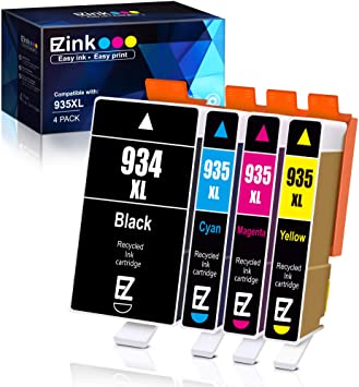 E-Z Ink (TM) Compatible Ink Cartridge Replacement for HP 934 XL 935 XL 934XL 935XL to use with Officejet 6230 6830 6815 6812 6835 6820 Printer (1 Black, 1 Cyan, 1 Magenta, 1 Yellow, 4 Pack)