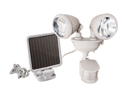 MAXSA Innovations 44218 Off-White Solar-Powered Dual Head LED Security Light