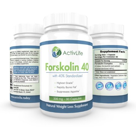 ActivLife 90 days 300mg 40% Forskolin Extract for Weight Loss Supplements