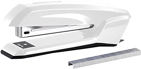 White Stapler with Integrated Remover & Staple Storage, 420 Staples Included, 3 in 1, 20 Sheet Capacity
