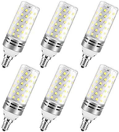 E12 LED Corn Bulbs, Daylight White 6000K, 16W Candelabra Light Bulbs, CRI80 , 1500LM 120W Equivalent, E12 Base LED Chandelier Bulbs, Non-Dimmable LED Lamp, 6 Pack