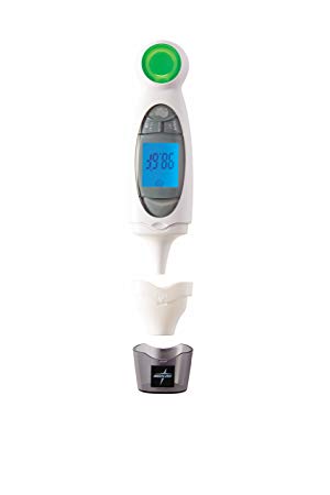 Medline Talking Ear and Forehead Thermometer, LCD Backlit Digital Display, Fever Indicator, Great for Baby, Toddler, Child or Adult