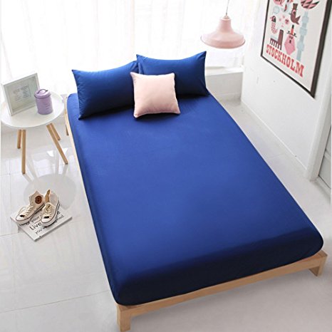 YAROO Fitted Sheet Queen Size(1 fitted sheet only) 100% Egyptian Cotton 300 Thread Count,Solid,Navy.