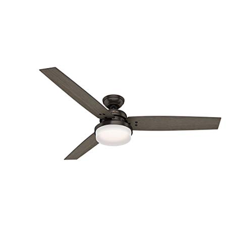 Hunter Indoor Ceiling Fan with LED Light and remote control - Sentinel 60 inch, Premier Bronze, 59457