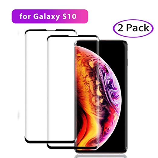 Galaxy S10 Screen Protector [2 Pack], S10 Tempered Glass [HD Clear][No Bubbles][9H Hardness][Support Fingerprint Unlok] Tempered Glass Screen Protector Compatible with Samsung Galaxy S10 (6.1’’)