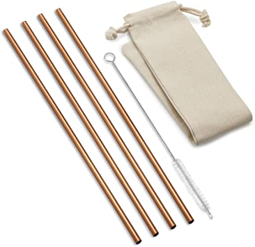 Outset Copper Straight Long Reusable Straws, 1 x 3.5 x 11.75 inches