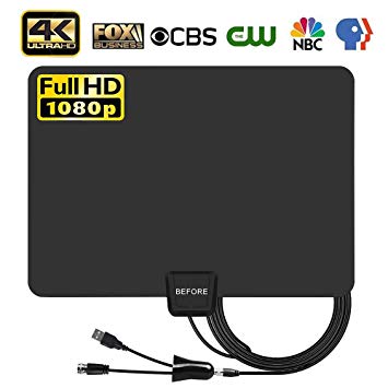 New Indoor Digital TV Antenna 60Miles Range, Amplifier Signal Booster Support 4K 1080P UHF VHF Freeview HDTV Channels-Support All Television