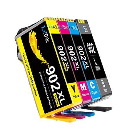 LxTeK Remanufactured Ink Cartridge Replacement for HP 902 (1 Black) HP 902XL (1 Cyan|1 Magenta|1 Yellow) for HP OfficeJet Pro 6968 6978 6975 6954 6970 6951 Printer, High Yield （4 Pack)