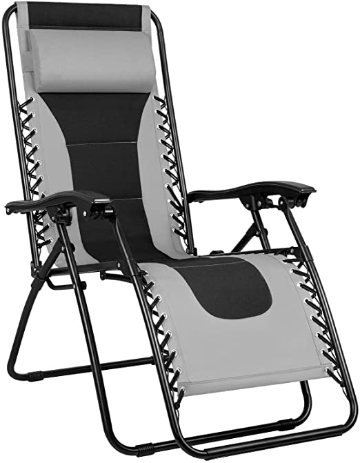 Greesum GS-TKZG1GY Oversize Padded Zero Gravity Lounge Chair Furniture, Gray