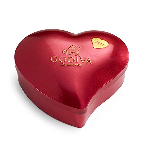 GODIVA Chocolatier Valentine's Day Heart Tin with Assorted G Cube Chocolate Truffles, 12 pc.