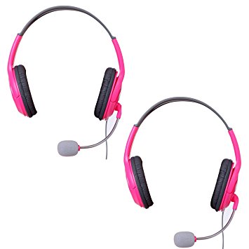 HDE XBOX 360 Headset Headphone Mic 2-Pack PINK Game Chat Live Microphone Compatible with Wireless Controller
