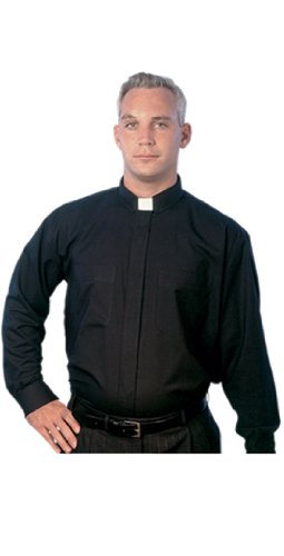 MDS 5000 Tab Long Sleeves Black Clergy Shirt Cottonrich