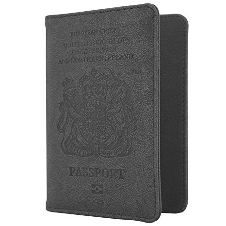 WantGor RFID Blocking PU Leather Passport and Card Holders (Gray)