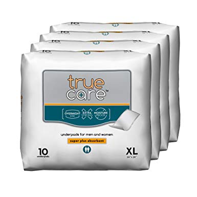 True Care Super Absorbent Incontinence Underpads, Extra Large, 30 by 36 Inches, 40 Count