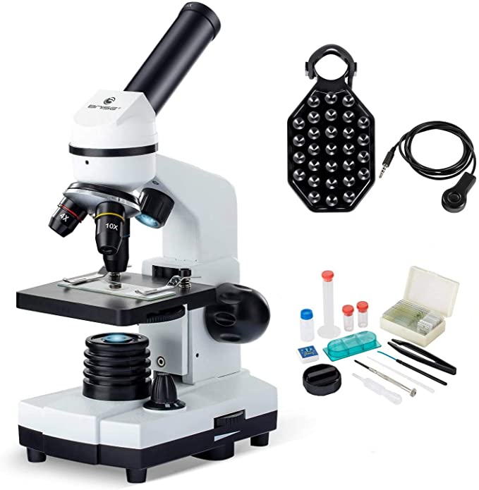 BNISE 100X-1000X Microscope for Kids and Student, Lab Compound Monocular Microscopes with Illumination Dual LED, Biological Microscope with Microscope Accessories Set for Beginners