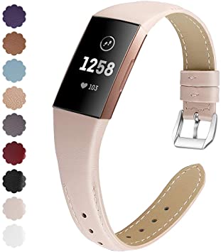 KIMILAR Strap compatible with Fitbit Charge 3 / Charge 4 for Women Men, Replacement Armband Premium Leather Band Strap for Charge 4 / Charge 3 / SE Fitness Tracker