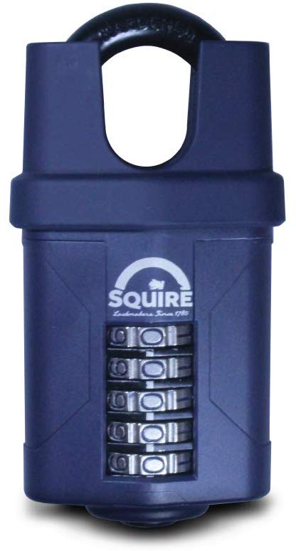SQUIRE Combination Padlock. Patented Design Weatherproof Hardened Steel Shackle Recodable Padlock and Shackle Lengths. (5 Wheel - 60 mm Closed Shackle)
