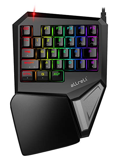 Mechanical Gaming Keyboard, aLLreLi T9 Plus Professional Single-handed Gameboard Keypad with 29 Programmable Keys and RGB LED Backlit