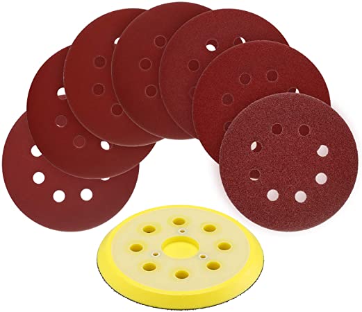5-Inch 8-Hole Hook and Loop Random Orbit Sander Pad Replaces DeWalt OE # 151281-08 (Compatible with DeWalt, Black & Decker and Porter Cable Tools) with 70pcs 5-Inch 8-Hole Hook and Loop Sanding Discs