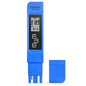 TDS Meter, 3-in-1 Digital Water Quality Tester (TDS, EC & Temp, High Accuracy, 0-9999ppm, Ideal Portable Water Test Kit for Drinking Water, Aquariums and More（Blue）