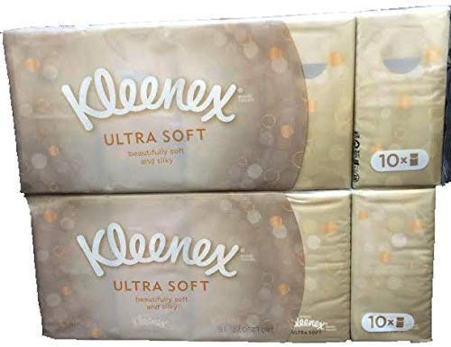 Kleenex Ultra Soft 3 ply Pocket Facial Tissues-Beautifully Strong, Soft and Silky-Elegant Beige packages-Total 20 Individual Packages