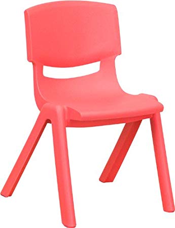 Flash Furniture Red Plastic Stackable School Chair with 12'' Seat Height