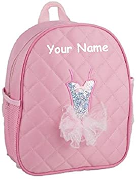Princess Personalized Quilted Pink Tutu Themed Backpack Dance Bag - 12 Inches