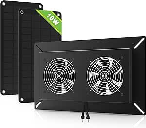 ECO-WORTHY 20W Solar Powered Dual Metal Shell Exhaust Fan Kit Waterproof and Plug & Play for Chicken Coops, Greenhouses, Sheds, Pet Houses, and Windows