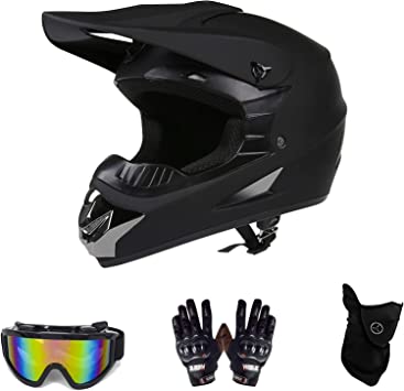 Motocross Helmet, Full Face Protective Helmet for Unisex Off-Road Motorcycle Dirt Bike,DOT Certified, 4 Pcs Set Goggles, Gloves, Face Shield