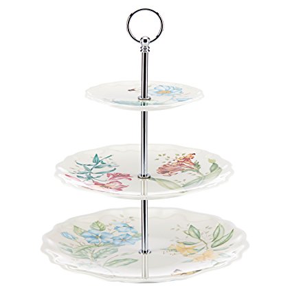 Lenox Butterfly Meadow Melamine 3 Tiered Server, White