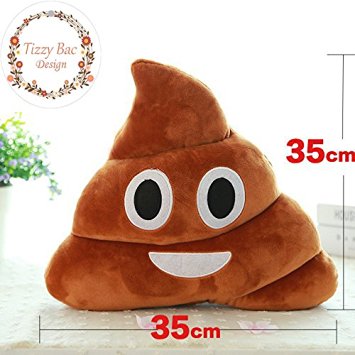 TIZZY BAC 35 x 35 x 10 cm Poop Plush Pillow Cute Emoji Stuffed Cushion Soft Toy Gifts for Kids Children