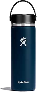 HYDRO FLASK - Gourde Isotherme 591 ml (20 oz) - Bouteille Inox à Isolation Sous Vide - Bouchon Antifuite et Revêtement par Poudre - Sans BPA - Ouverture Large - Indigo