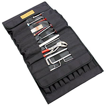 32 Pocket Tool Roll Bag by Belle Vous - Rolling Organizer Storage Tote for Garden Tools, Electricians, Carpenters, Plumbers, Technicians and Painters - The Ultimate, Heavy Duty Tool Carrier