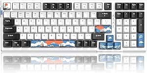 MageGee SKY98 Wireless Gasket Mechanical Gaming Keyboard, 96% Hot Swappable RGB Custom Creamy Keyboard with 5-Layer Sound Padding, BT/2.4G/USB-C, NKRO for Win/Mac (Waves, Blue Whale Switch)