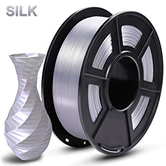 SUNLU Silk PLA Filament 1.75mm, 3D Printer Filament Silk, Silky Shiny Filament PLA for 3D Printers and Pens, 1kg(2.2Lbs)/Spool, Silk Silver