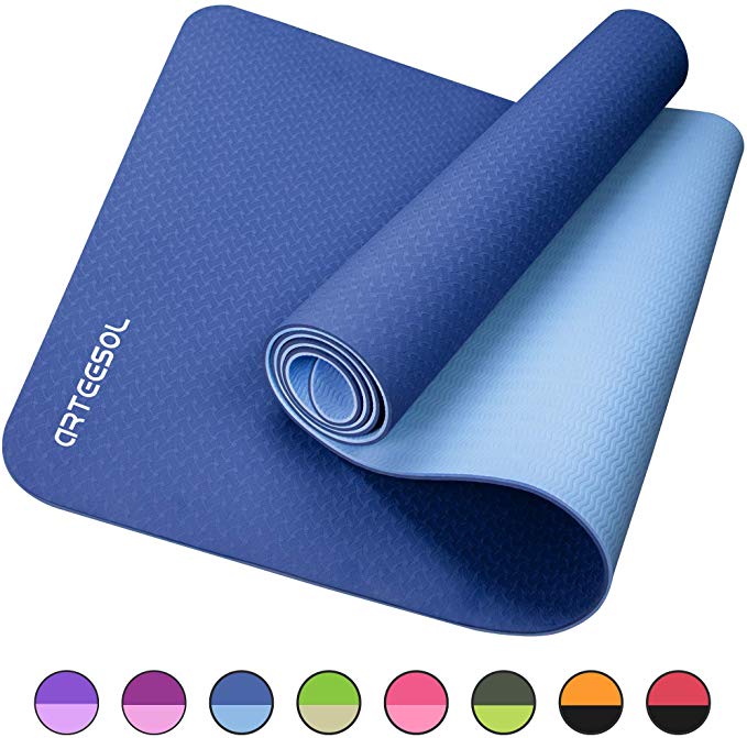 arteesol Yoga Mat, Non-Slip TPE Exercise Mat Eco-Friendly High Density All-Purpose Fitness Mat with Carring Strap for Yoga, Pilates and Floor Exercises(72x24x0.24 Inch)