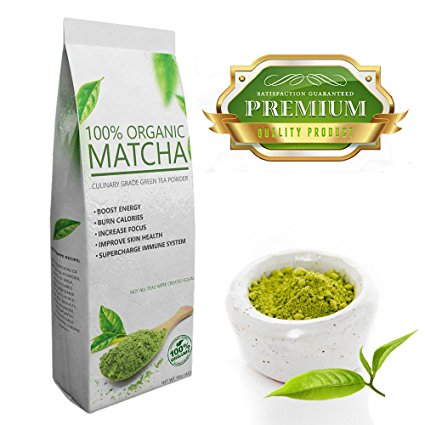Deluxe Matcha (16oz) - Premium Quality Green Tea Powder - 100% Organic - Perfect for Beverages, Cakes and Culinary Delights, Grade A