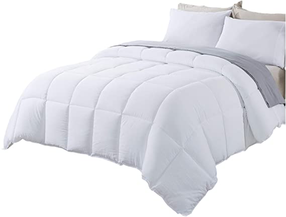 KASENTEX All Season Down Alternative Quilted Comforter Set Reversible Ultra Soft Duvet Insert Hypoallergenic Machine Washable (White, King Set)