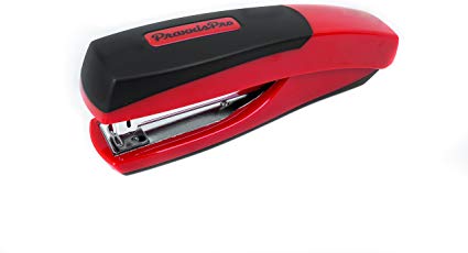 Ergonomic Full Strip Desktop Stapler, PraxxisPro Ionic Grip Office Stapler (Red)