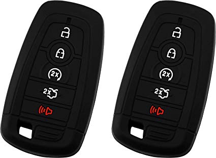 KeyGuardz Keyless Entry Remote Car Smart Key Fob Outer Shell Cover Soft Rubber Protective Case for Ford Raptor Explorer Mustang M3N-A2C93142600 (Pack of 2)