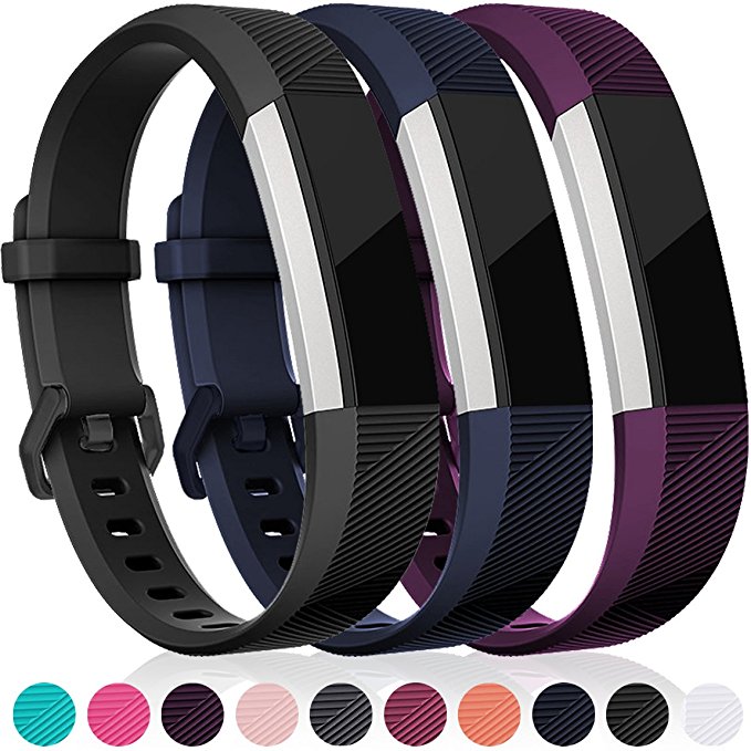 Maledan Replacement Accessories Bands (3 Pack) for Fitbit Alta and Alta HR with Stainless Steel Buckle