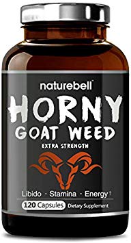 Maximum Strength Horny Goat Weed for Women and Men, 1550mg Per Serving, 120 Capsules, Powerfully Supports Libido, Energy and Performance, No GMOs and Made in USA (120 Caps)