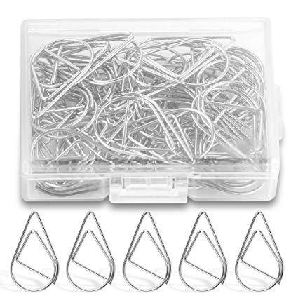 Paper Clips 50 Pieces Diamond Shaped Paperclips, Creative Silver Drops Shaped Document Clips Office Clips for School Personal Document Organizing and Classifying Professional Work (50 Silver)