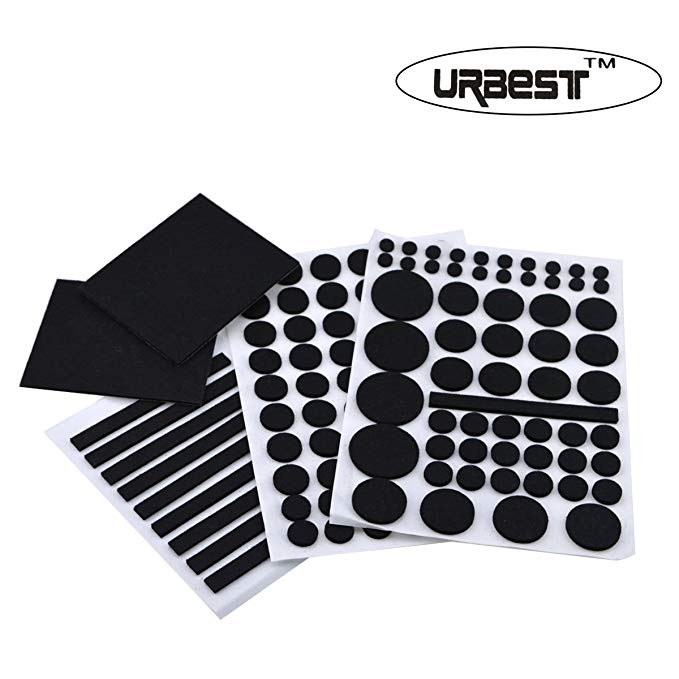 URBEST Black 132 Pcs 4mm Thick Assorted Sizes Heavy Duty Furniture Protector Felts Pads with Durable Self-Stick Adhesive for Chairs,Desks (Black)